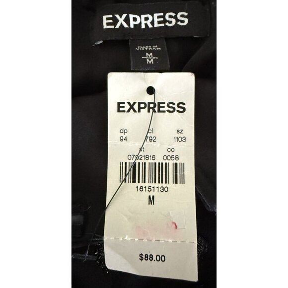 Express Black 3/4 Sleeve Sparkly PolkaDot Elastic Waist Romper Sexy M Witchy NWT - Picture 5 of 6